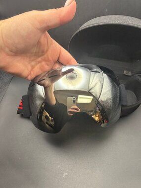 Black Mirrored Ski Snowboard Goggles Adjustable Sport Strap With Case
